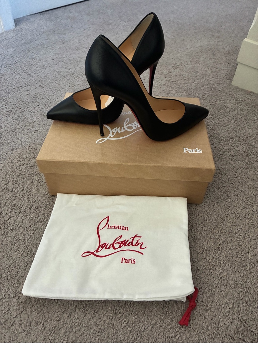 Christian Louboutin Black Pointed-Toe Stiletto Pumps